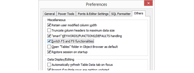 SQLyog Preferences dialog