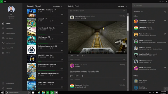 windows 10 xbox video