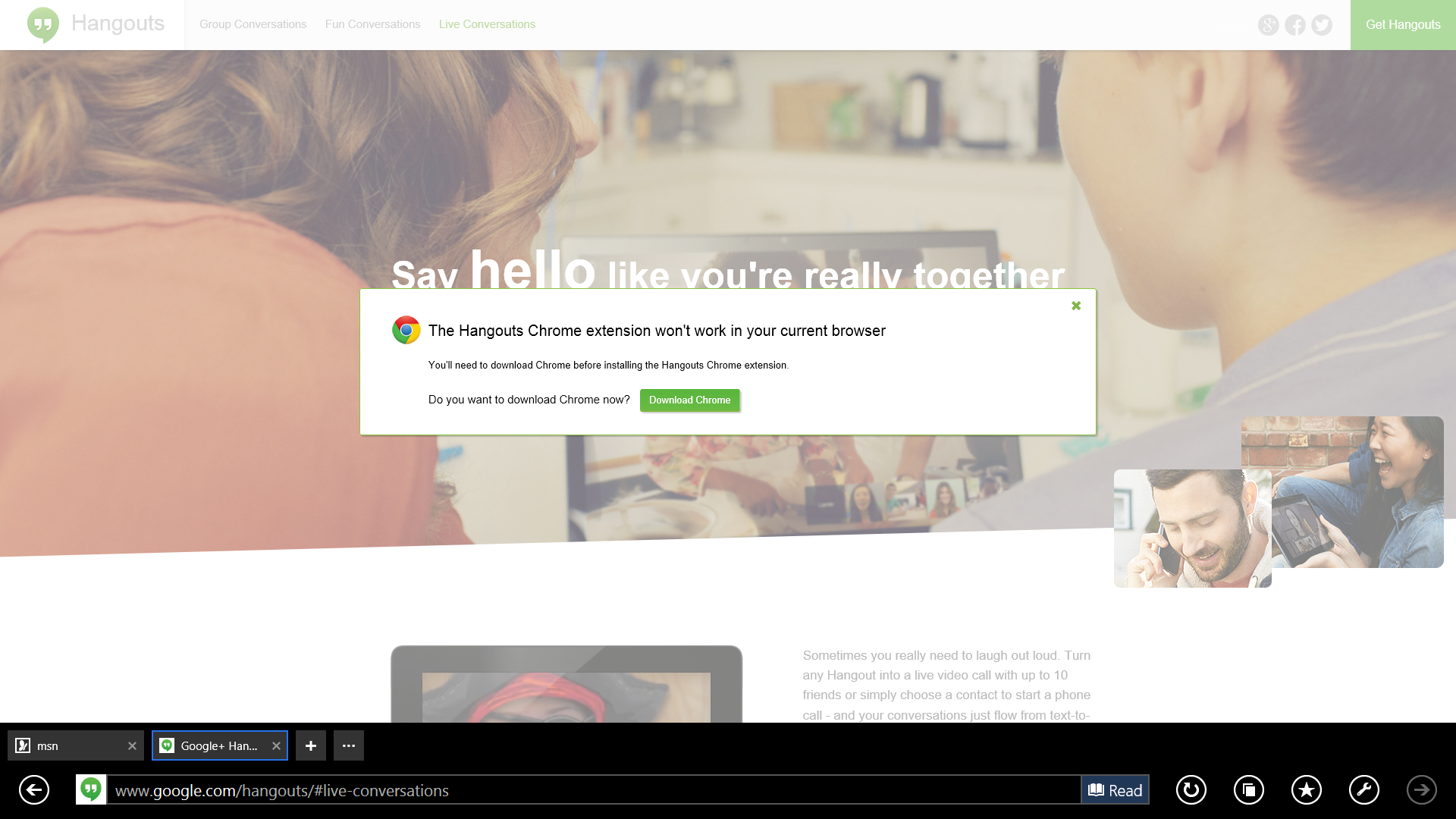 start new google hangouts