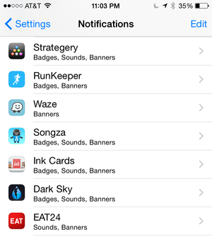 notifications settings