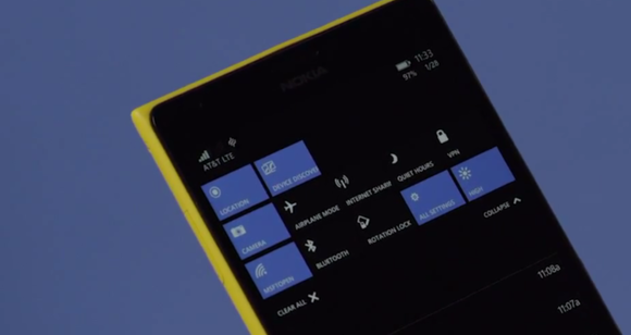 windows 10 for phones quick actions