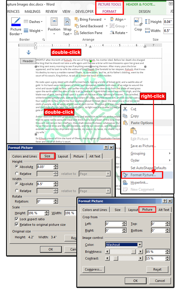 microsoft word watermark position