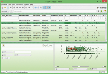 Exploring table data with BaseX