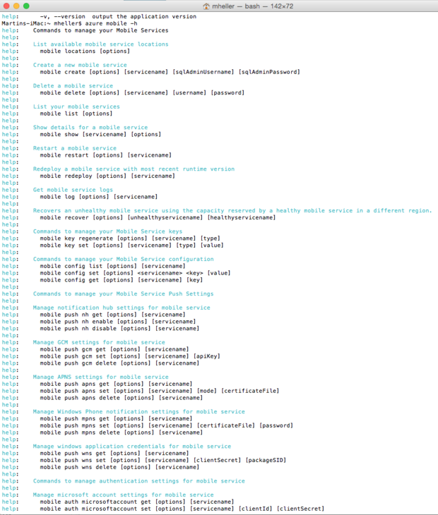 Microsoft Azure mobile service