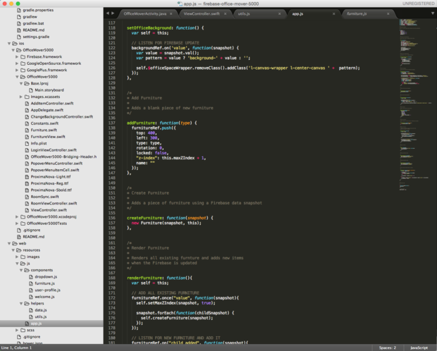 JavaScript code for a Firebase Web app