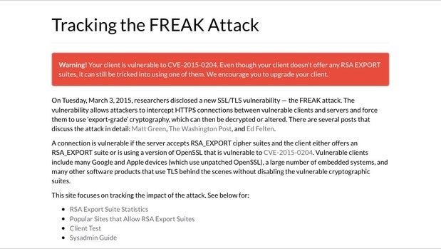Safari on iOS 8.1 is vulnerable to FREAK attacks