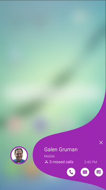 Galaxy S6 Edge showing missed-call details