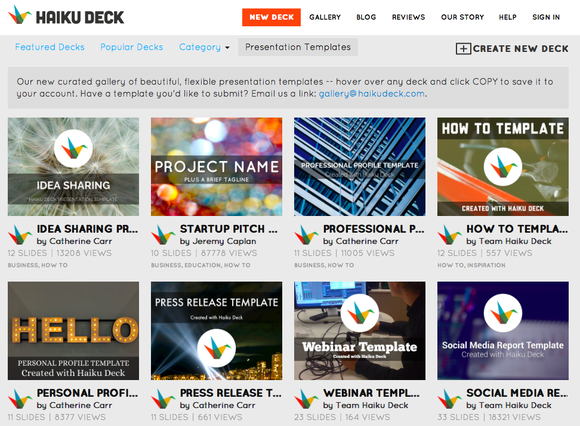 haiku deck presentation template gallery