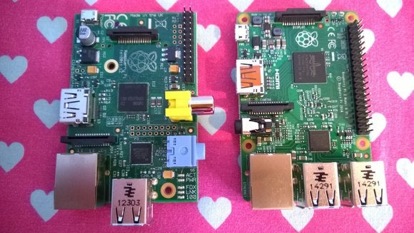 raspberry pi model b and pi 2 top down