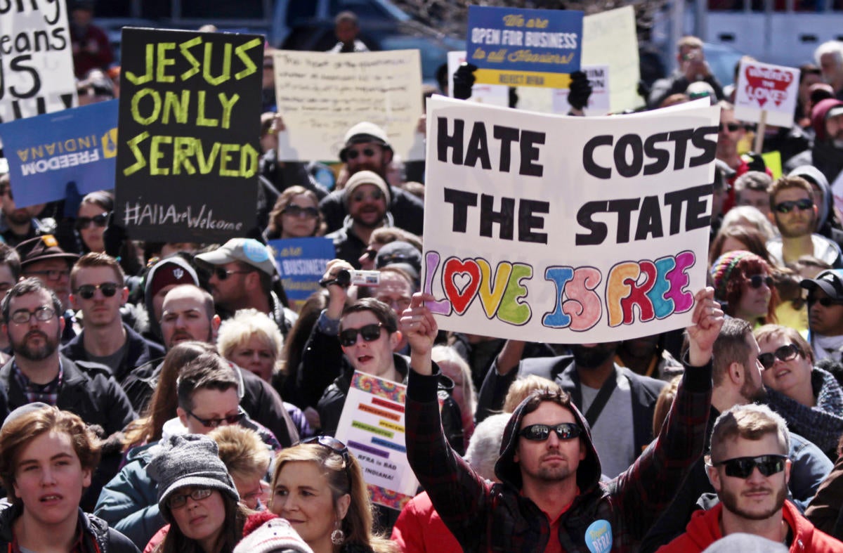 Indiana religious freedom law protest