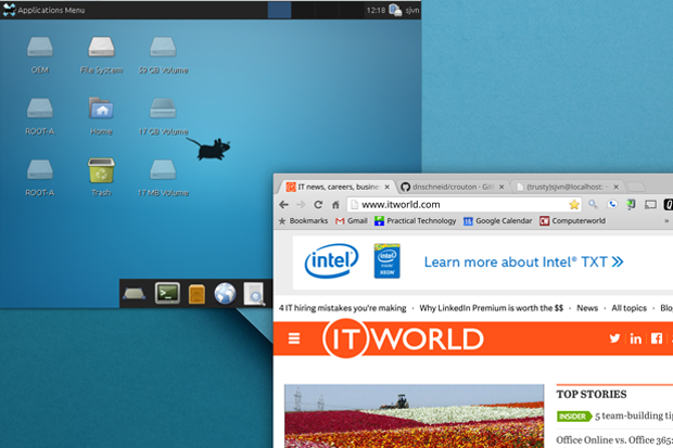 Ubuntu Xfce and Chrome OS running simultaneously