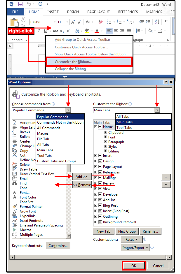 customize voice in microsoft word ribbon