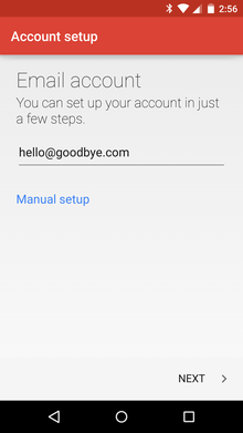 Android Gmail: Add External Account