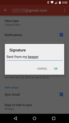 Android Gmail app signature
