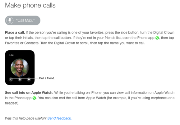 apple watch user guide phonecalls