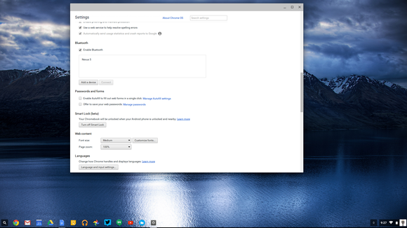 chrome bluetooth settings