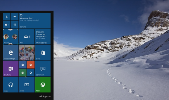 continuum phones start menu