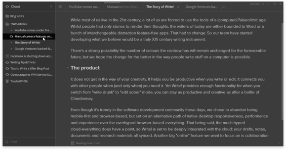 example of the cloud panel dark theme