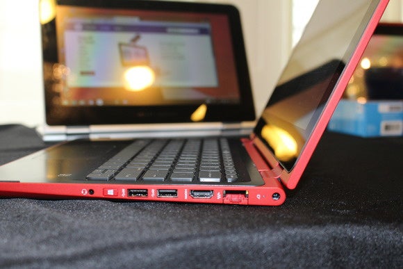 hp pavilion x360 sunset red right side ports