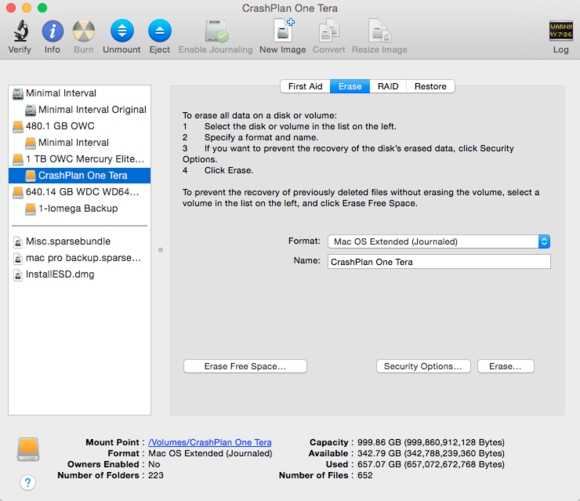 Mac 911 Erase Tab utilitaire de disque