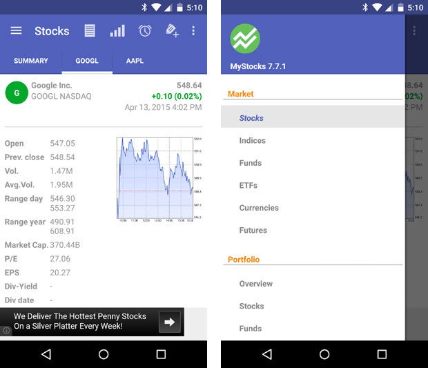 material design apps android mystocks