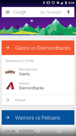 mlb google now