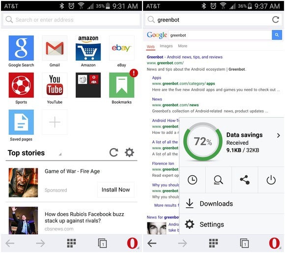 search for opera mini download