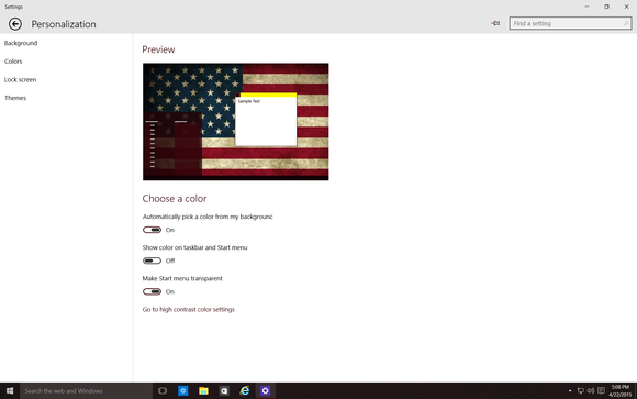 personalize transparent setting