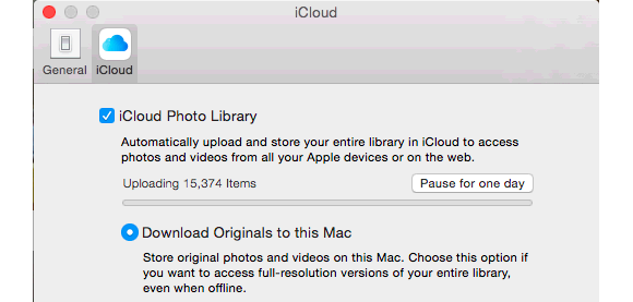 photos icloud sync options