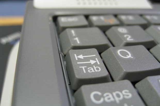 Closeup of a tab key on a keyboard