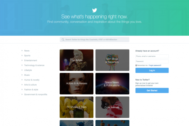 Twitter home page