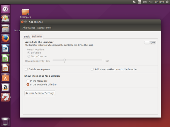ubuntu 15.04 menu options