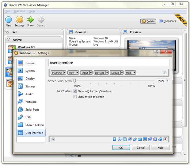 Oracle VIRTUALBOX 5.0. VIRTUALBOX Home Screen.