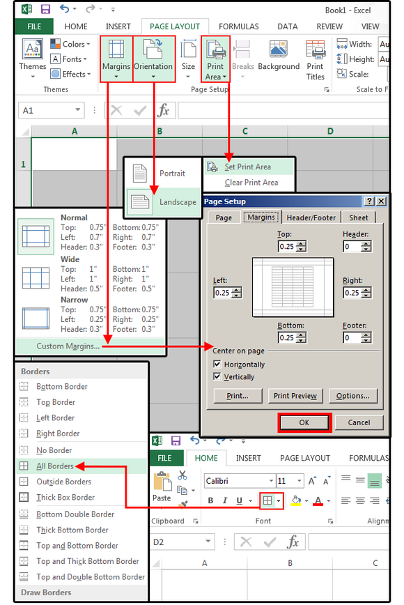 2 page setup and borders