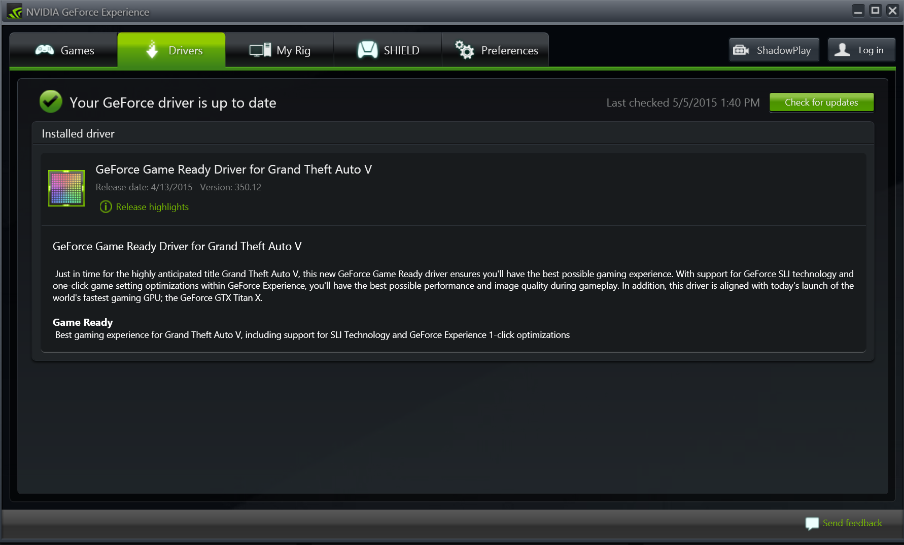 geforce experience driver download