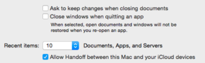 os x general handoff pref