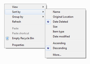 recyclebin Sort by datedeleted