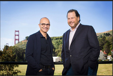 Microsoft Satya Nadella and Salesforce Eric Benioff