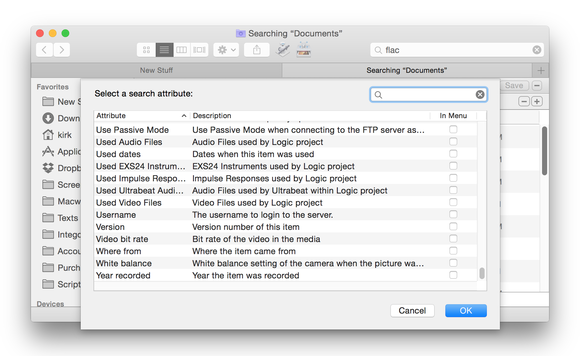 Finder search in OS X Yosemite