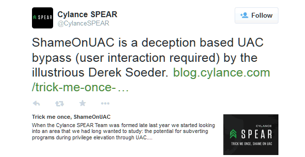 ShameOnUAC tweet
