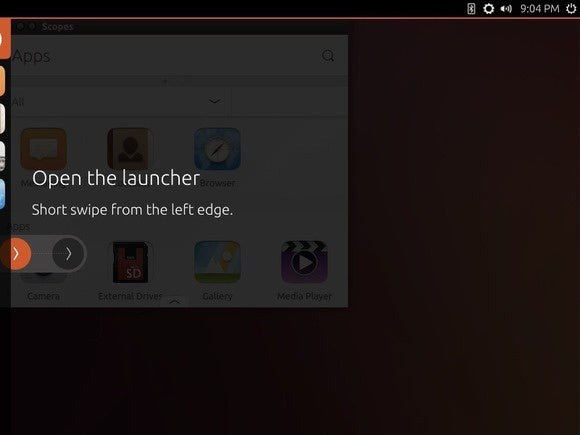 swipe to open launcher on unity 8