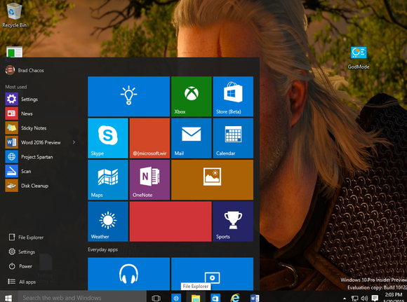 windows 10 build 10122 start menu