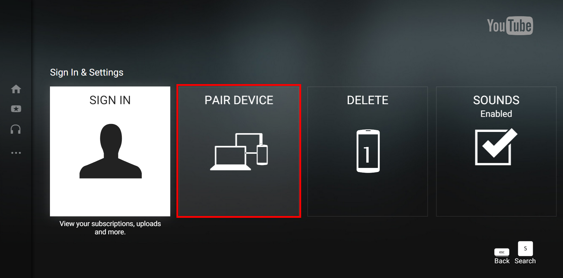 Youtube controls. Pair device. Pair device first.