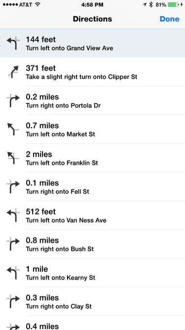 apple maps list view