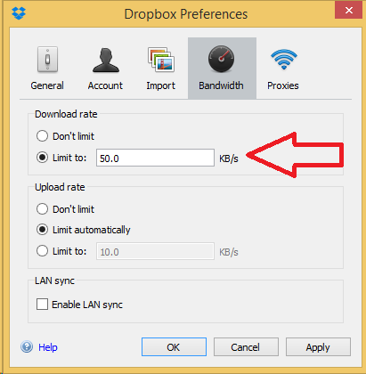 dropbox free space limit