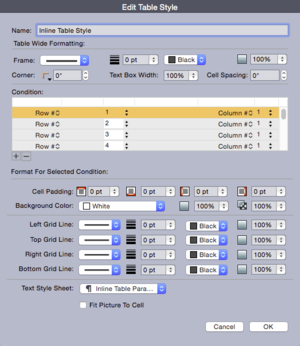 QuarkXPress 2015 edit table style