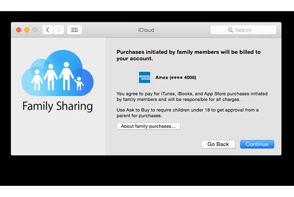 sharing credit card icloud mac