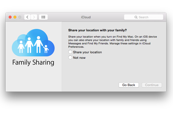 family sharing setup share location