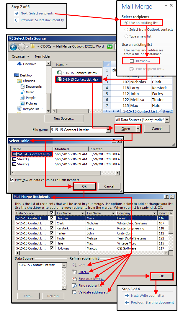 mail merge in word