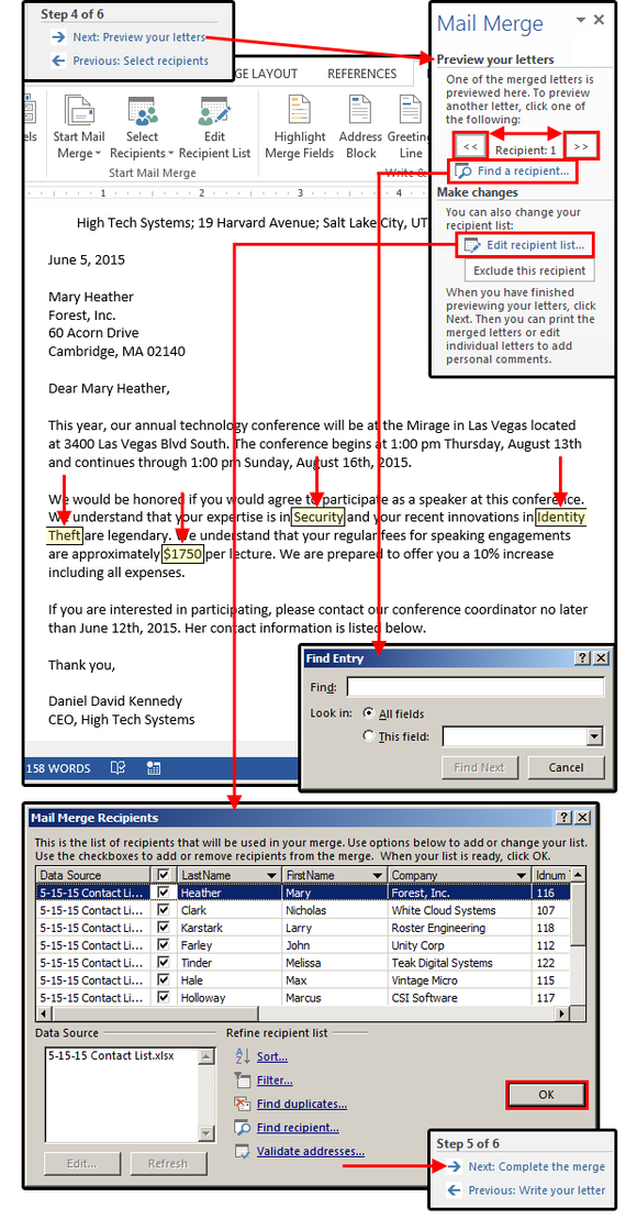 figure7 mail merge step 4 preview your letters
